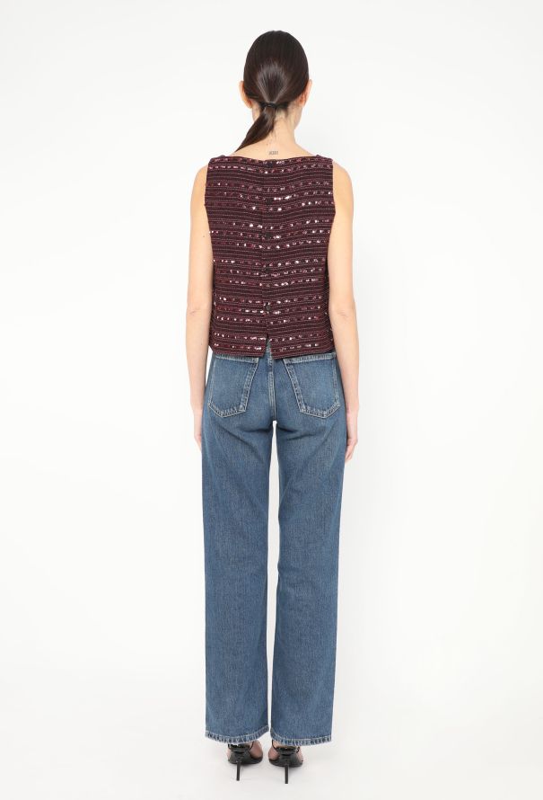 Chanel Resort 2000 Sequin Tweed Ensemble – Burgundy Purple - 7
