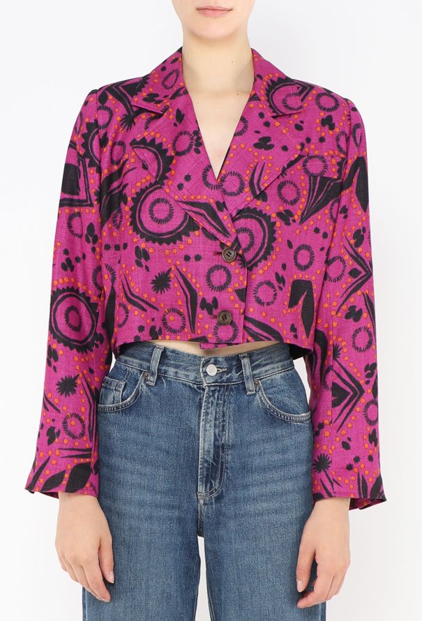Saint Laurent '80s Abstract Linen Jacket - 1