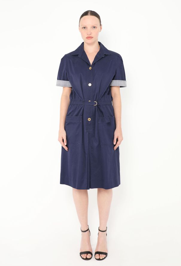 Céline '70s Belted Poplin Gingham Dress - 2