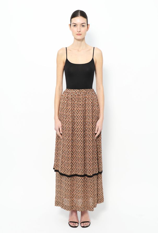 Oscar Rom '70s Printed Maxi Skirt - 1