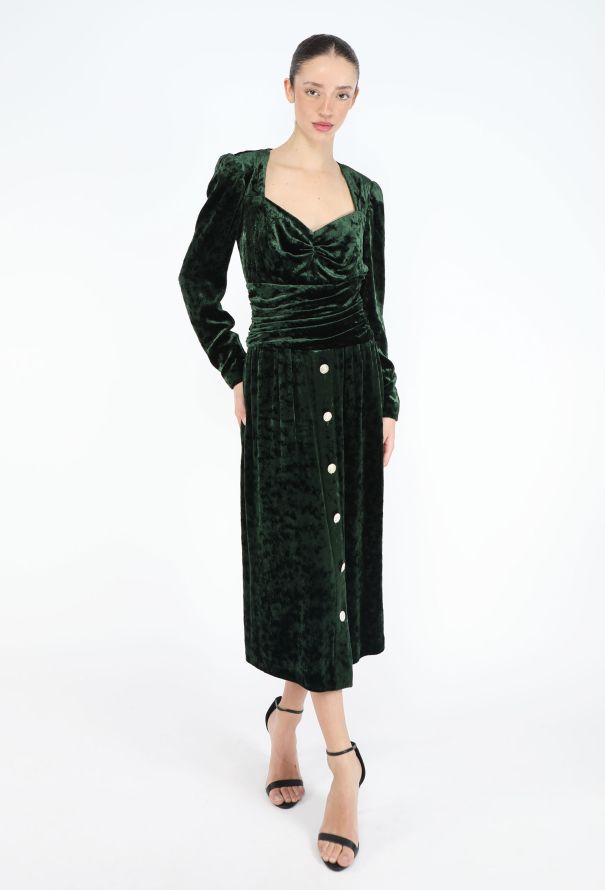 Dior Haute Couture Fall 1984 Velvet Empire Dress - 1
