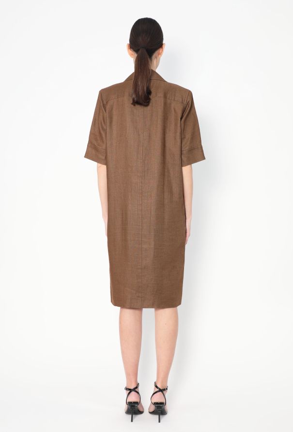 Saint Laurent F/W 1983 Brown Linen Tunic Dress - 7