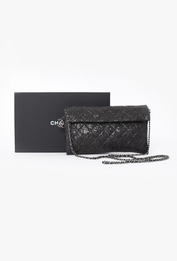 Chanel Black Iridescent Clutch With Chain - 11