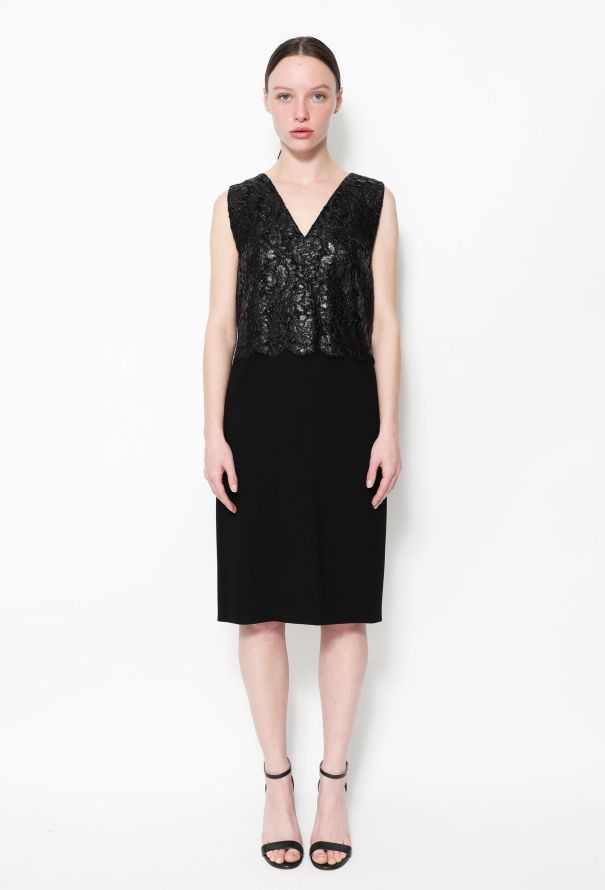 Balenciaga Lacquered Lace Cocktail Dress - 1