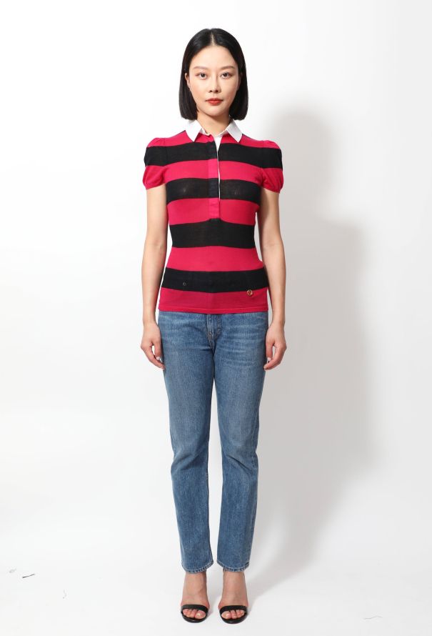 Gucci S/S 2006 Striped Cashmere Polo Top - 1