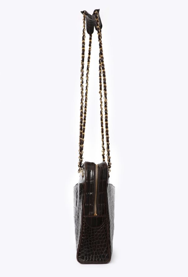 Chanel Vintage Brown Alligator Maxi Camera Bag - 3