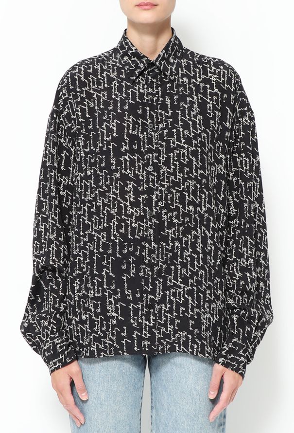 Givenchy Scripted Silk Blouse Black - 1