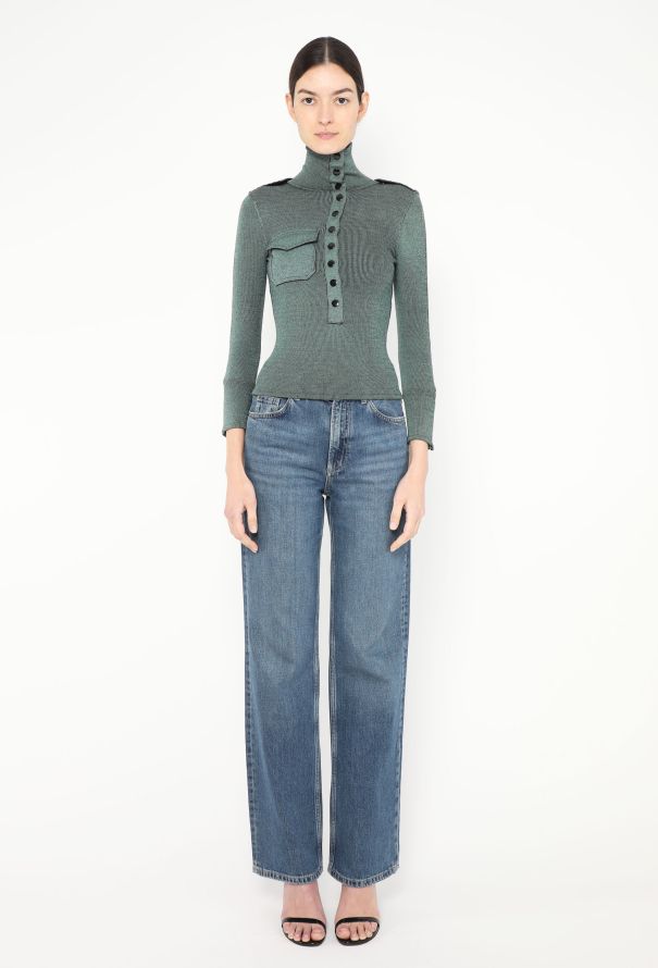 Balenciaga Ribbed Turtleneck Top - Green (F/W 2003) - 3