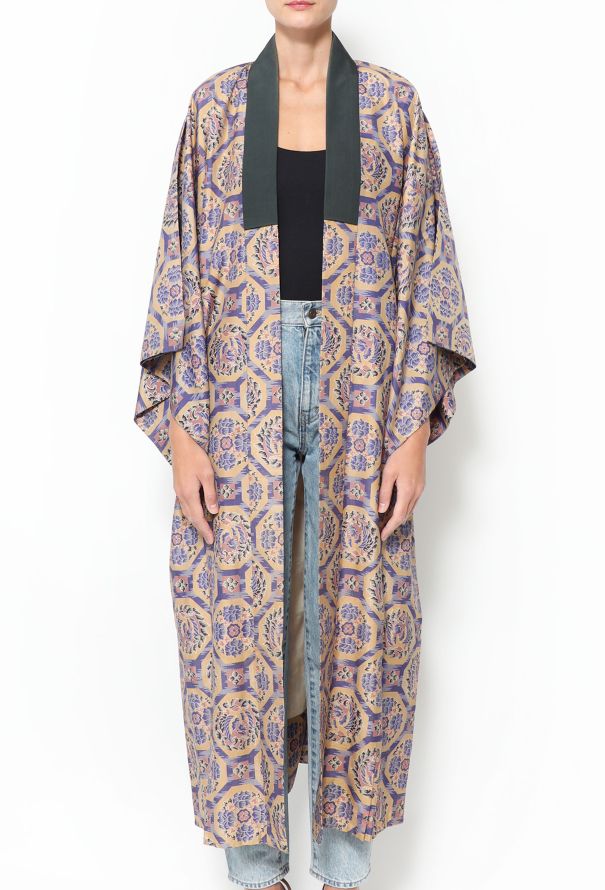 World Treasures Authentic Geometric Floral Kimono - 2