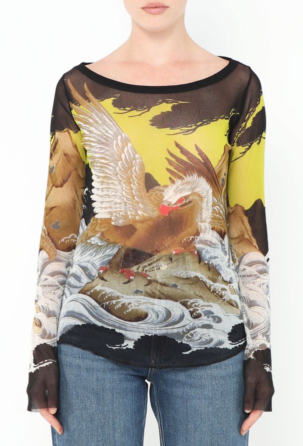 Jean Paul Gaultier 1999 Soleil Mesh Eagle Print Top - 1