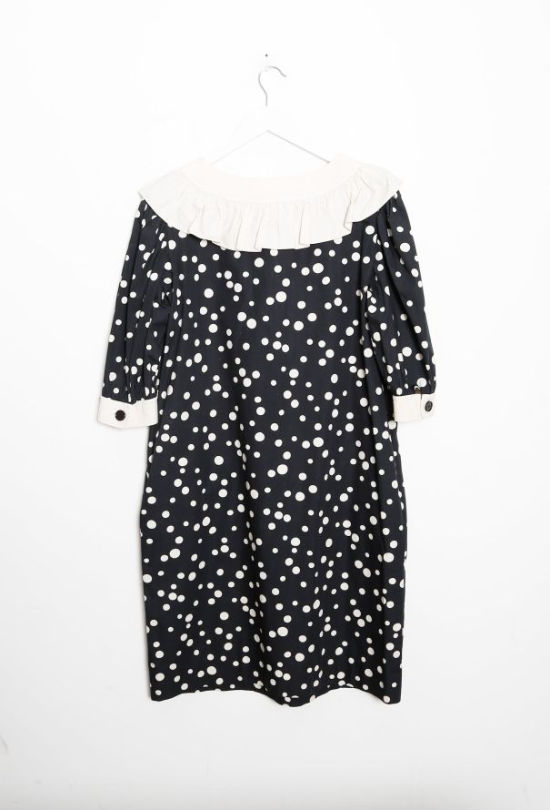 Saint Laurent 70s Polka Dot Smock Dress Navy - 9