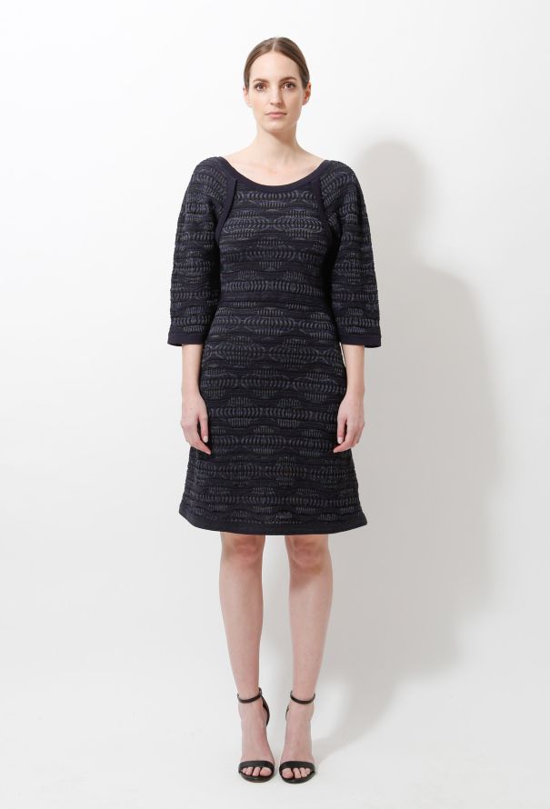 Chanel Navy Graphic Knit Dress - 1