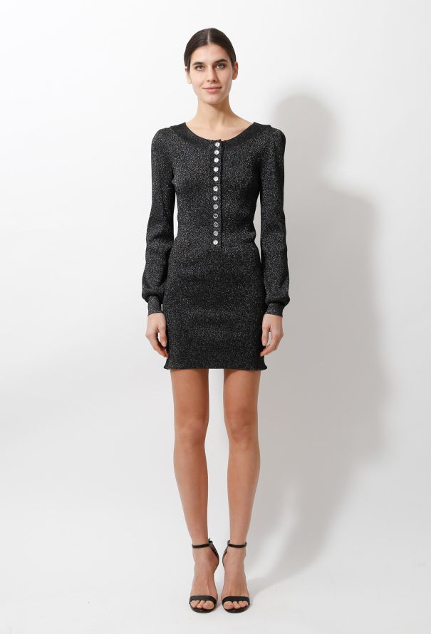 Azzaro Silver Lurex Knit Strass Dress - 2