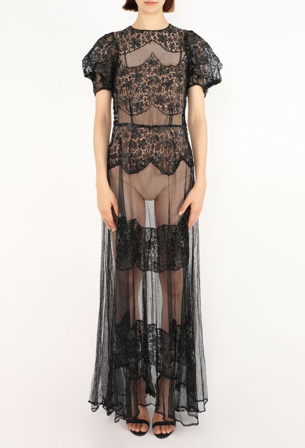 Antique Silver Lamé Lace Gown, 1930s - 2
