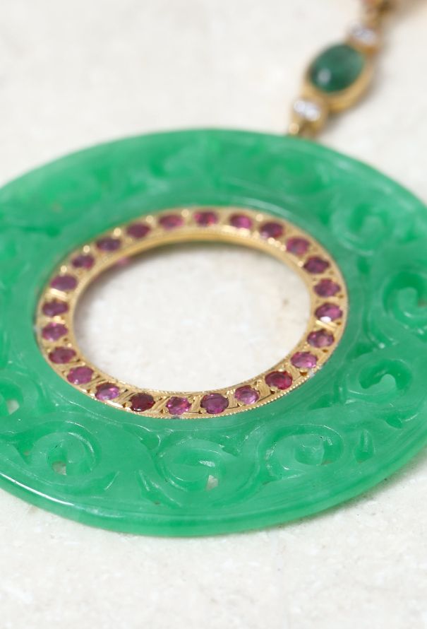 Vintage Fine Jewelry 18k Yellow Gold & Jade Earrings - 5