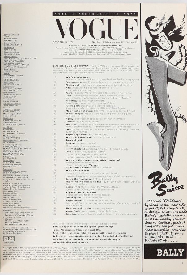 VOGUE UK October 1976 Diamond Jubilee Issue - 3
