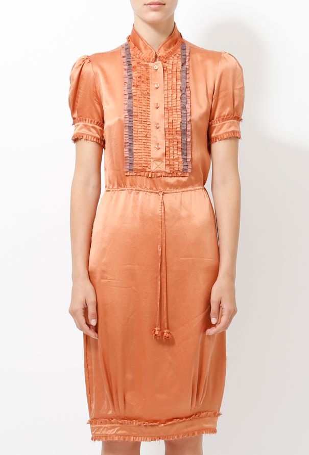 Saint Laurent Fringe Trim Satin Dress - 2