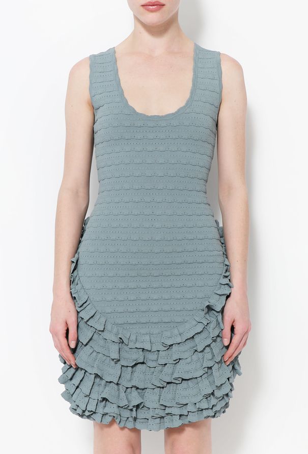 Alaïa S/S 2008 Ruffled Skater Dress - Sky blue - 3