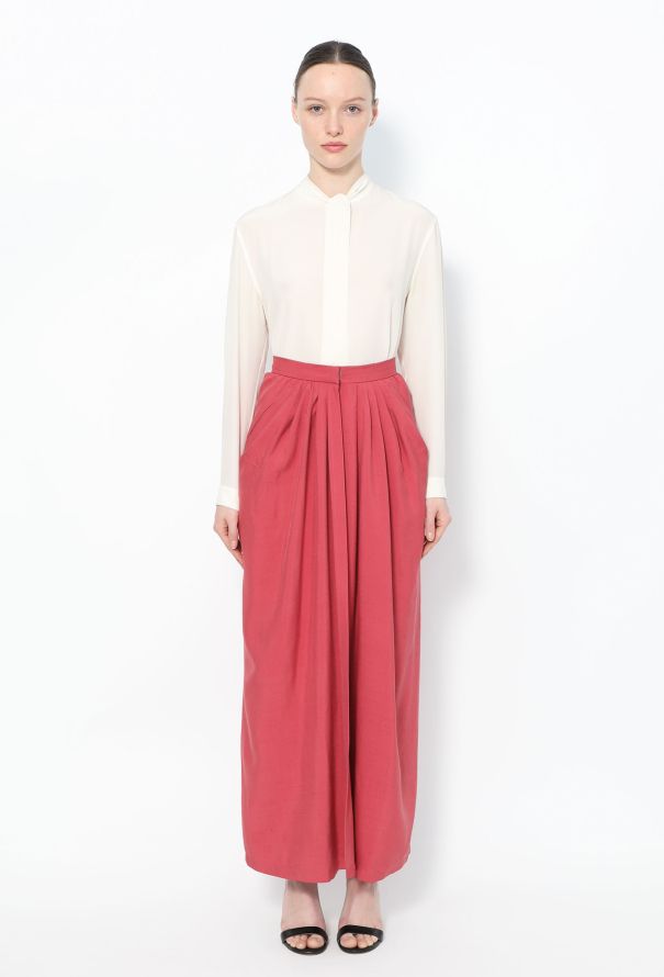 Saint Laurent Vintage Pleated Silk Skirt Raspberry pink - 1