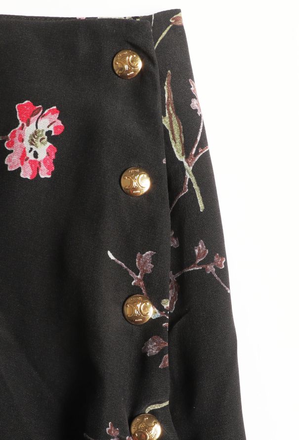 Céline Floral Silk Triomphe Skirt - 6