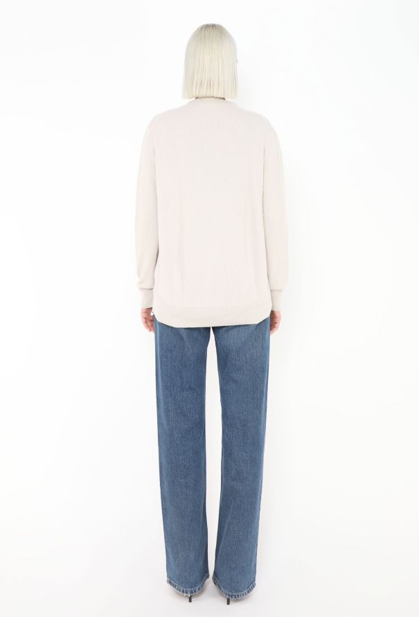 Céline Beige Cashmere Cardigan with Triomphe Emblem - 4