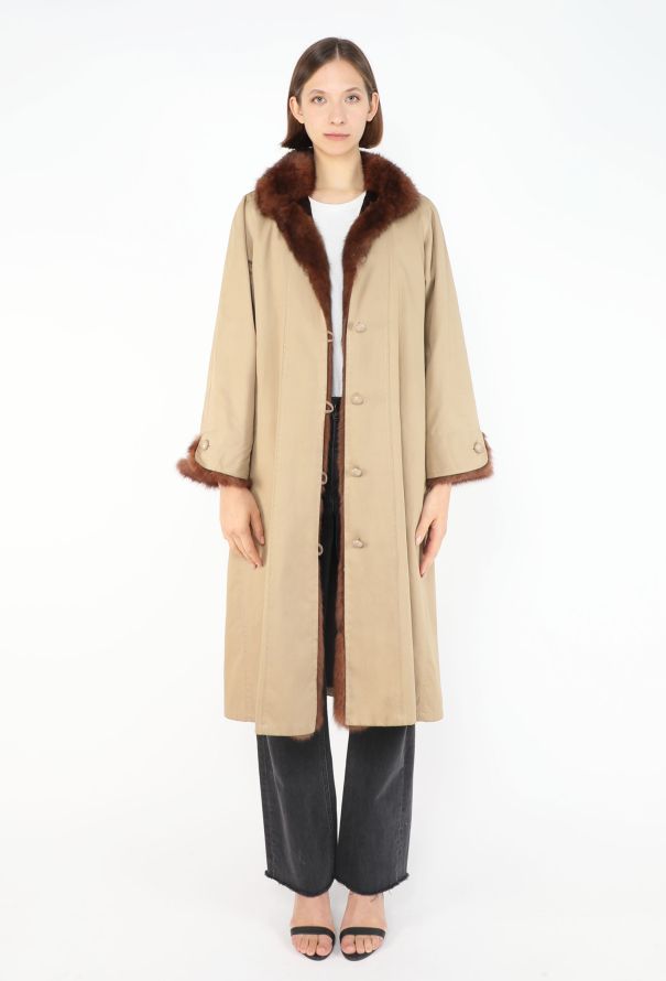 Saint Laurent Fur-Lined Belted Trench Coat, 1970s - 2
