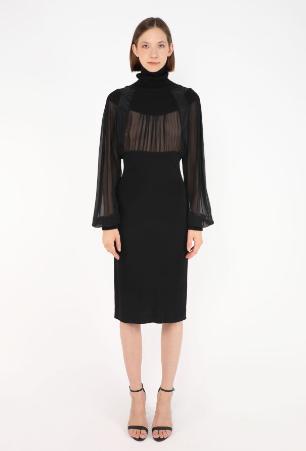 Gianfranco Ferré Chiffon Ribbed Dress, 1990s - 2