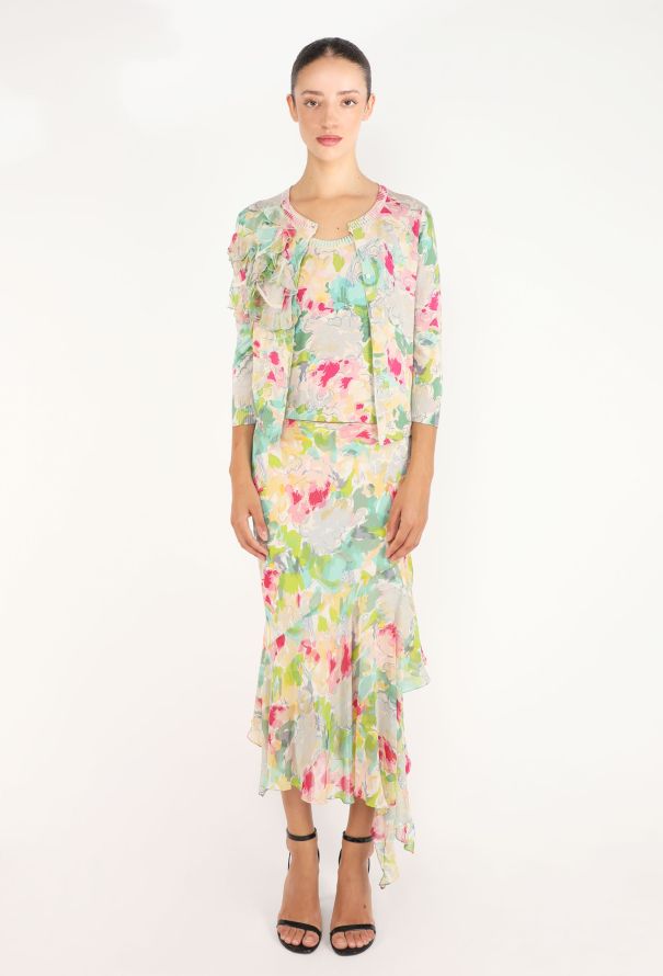 John Galliano Floral 3-Piece Chiffon Ensemble, 2005 - 1