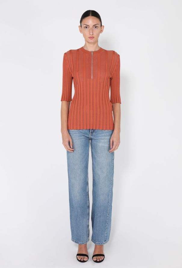 Céline Ribbed Knit Zipper Top, 2016 - 5
