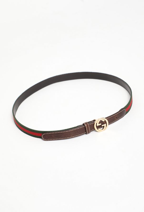 Gucci Vintage 'GG' Striped Belt - 3