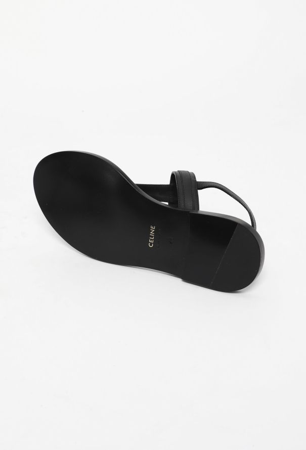 Céline Leather Triomphe Sandals Black - 6