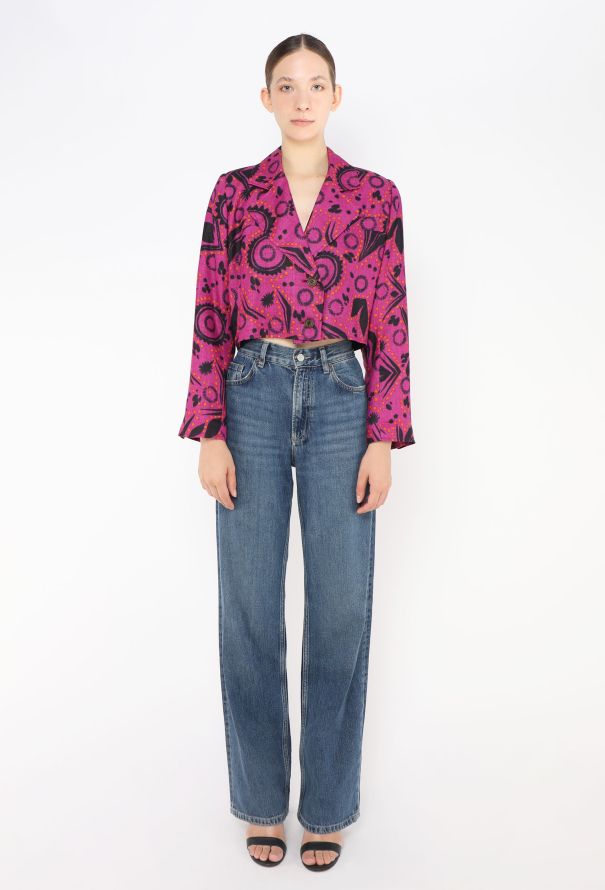 Saint Laurent '80s Abstract Linen Jacket - 2