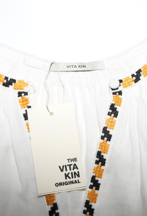Vita Kin Embroidered White Linen Tunic Top - 6