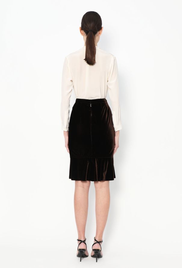 Saint Laurent Tom Ford 2003 Velvet Peplum Skirt - 4