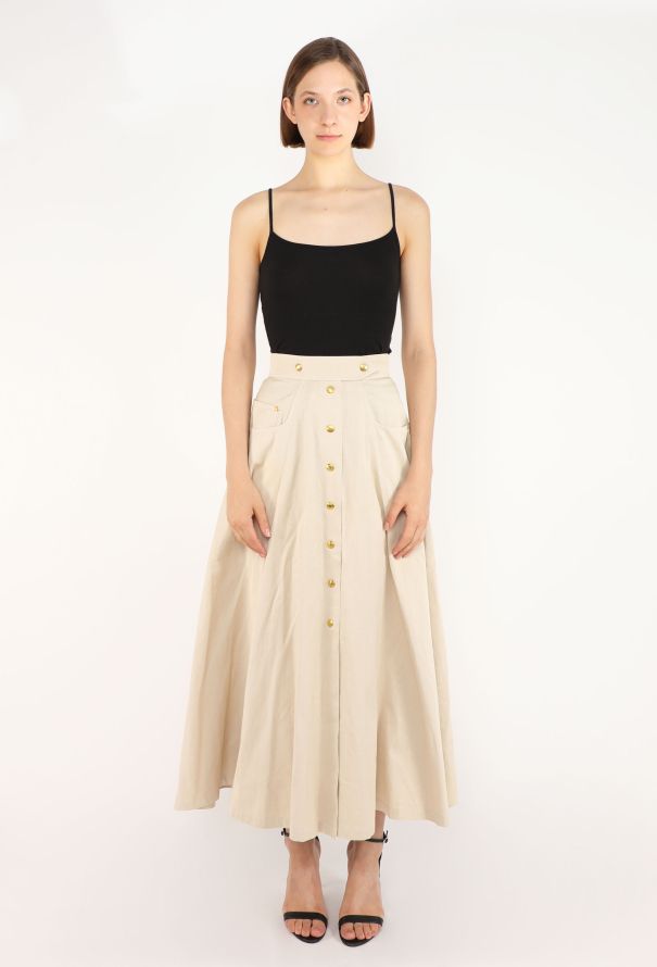 Hermès Gabardine Clou de Selle Skirt, 1970s - 1