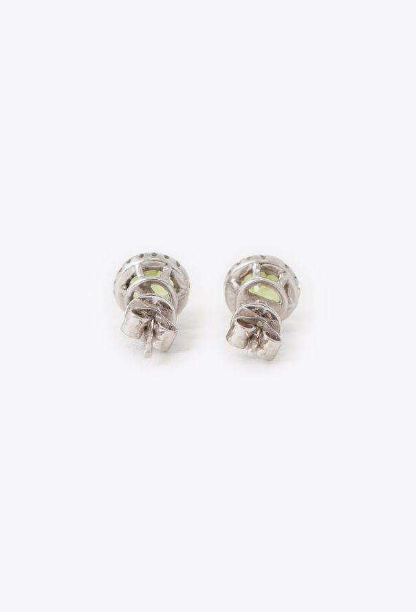 Modern Fine Jewelry 18K White Gold & Peridot Stud Earrings - 5