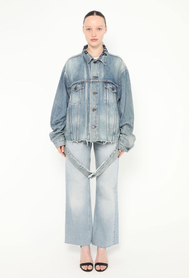 Balenciaga Distressed Logo Denim Jacket - 3