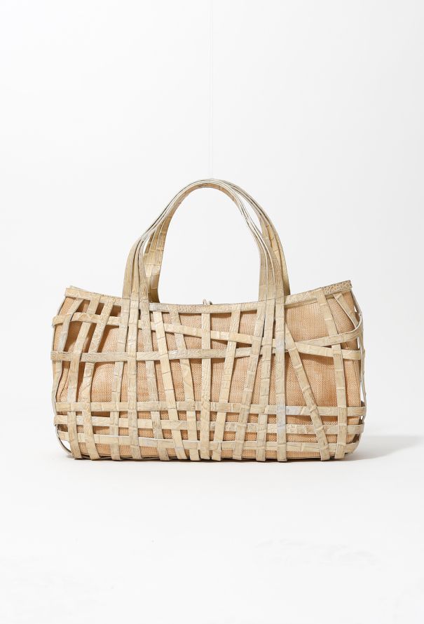 Exquisite Vintage Nancy Gonzalez Crocodile Raffia Bag - 4