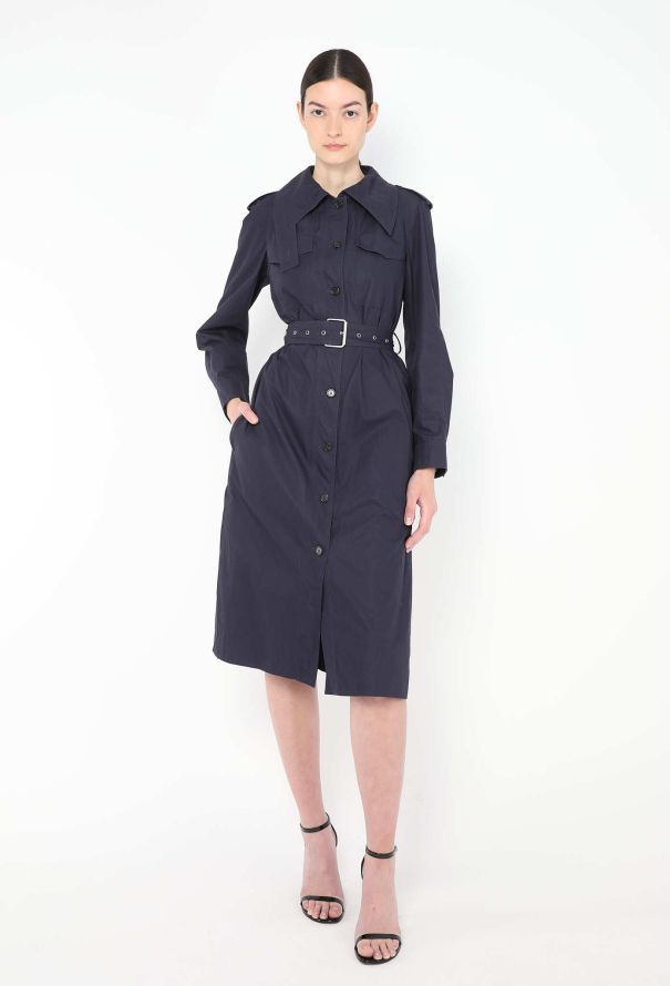Céline Belted Poplin Trench Dress in Navy – 2017 - 3