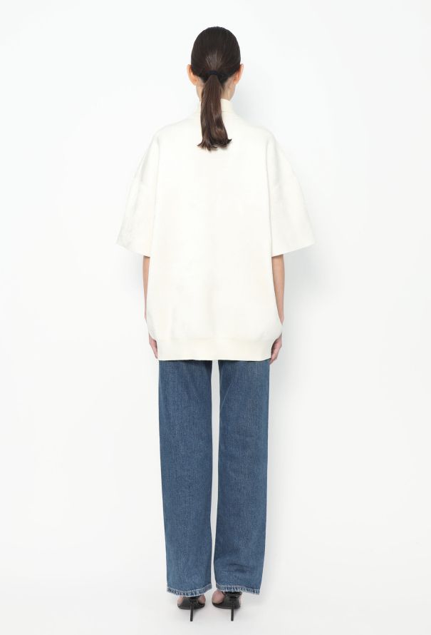Phoebe Philo Oversized Chenille Turtleneck Sweater – White (A1 2023) - 5