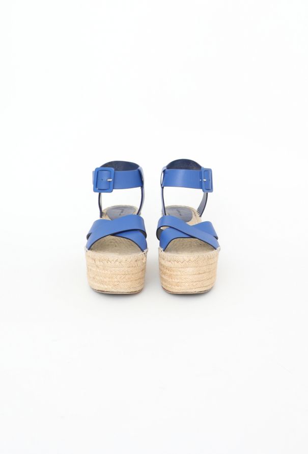 Céline Platform Blue Leather Espadrilles - 3