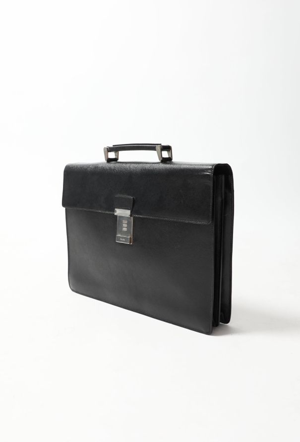 Prada Black grained Saffiano leather Briefcase - 2