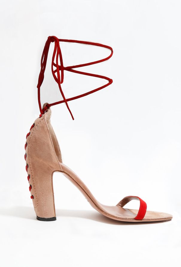 Alaïa Lace Up Suede Sandals - 1