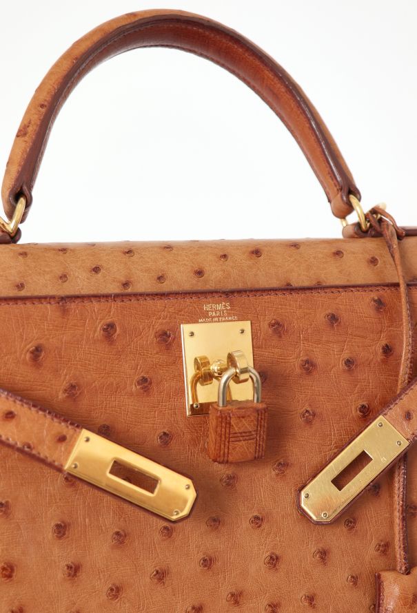 Hermès Gold Ostrich Sellier Kelly 28 - 9