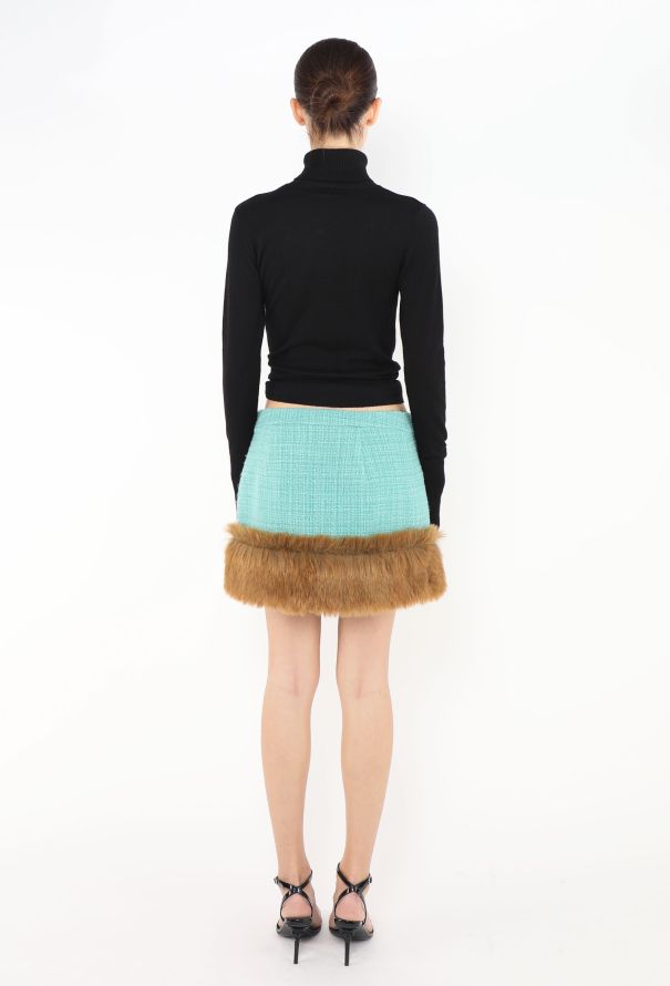 Saint Laurent F/W 2021 Tweed Fur Trim Skirt - 6