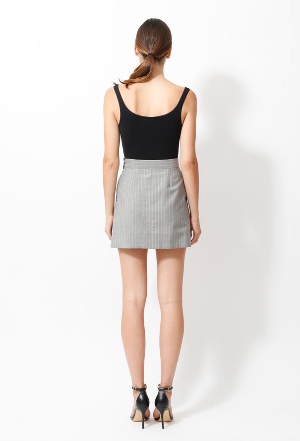 Balenciaga Grey Pinstripe Mini Skirt - 4