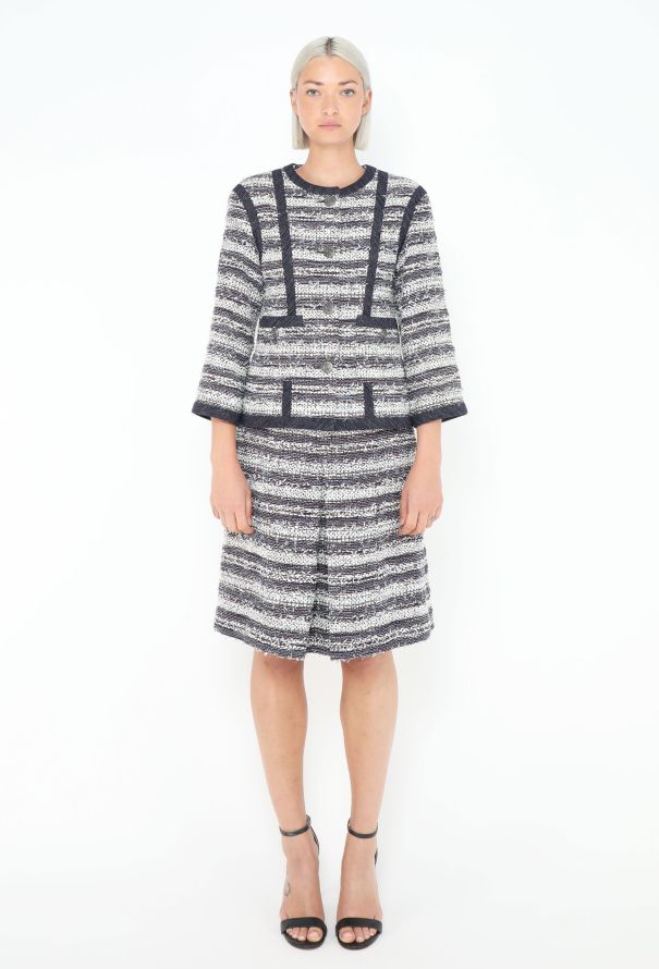 Chanel Striped Tweed Skirt Ensemble - 2