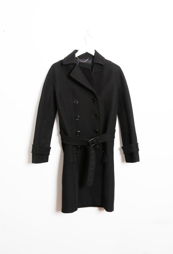Classic Belted Black Trench Coat - 6