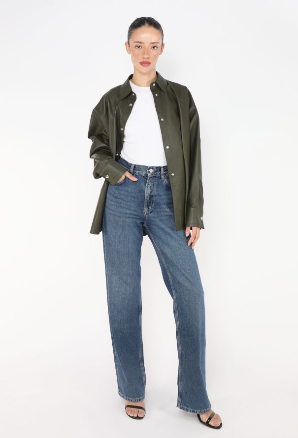 Loewe 2020 Khaki Lambskin Overshirt - 1