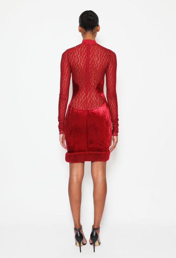 Alaïa EXQUISITE F/W 1991 Crimson Chenille Dress - 5